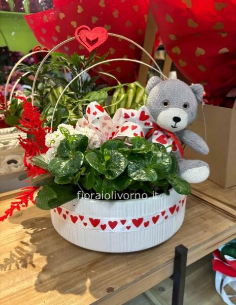 Composizione in vaso rotondo